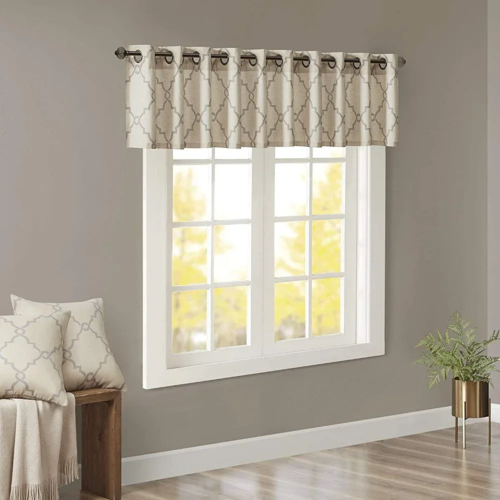 MADISON PARK Saratoga Window Valance Light Filtering Beige Gray 50 x 18 NEW NIP